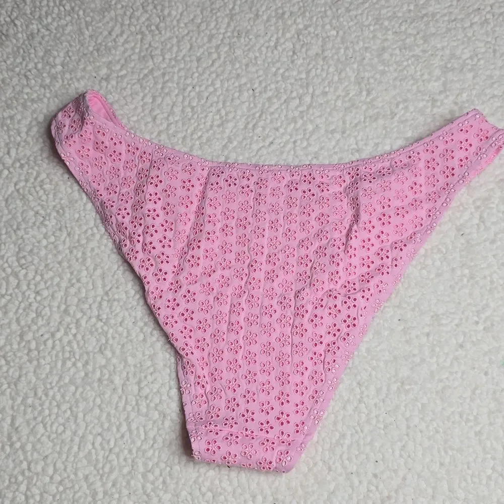 3350 NWT Pink By Frankies Pink Eyelet High Cut Bikini Bottom Sz XXL